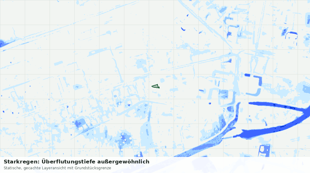 Statische Kartenansicht: Starkregen: Überflutungstiefe außergewöhnlich