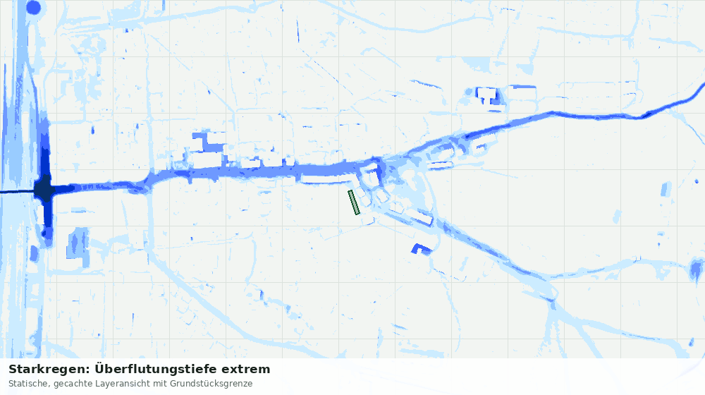 Statische Kartenansicht: Starkregen: Überflutungstiefe extrem