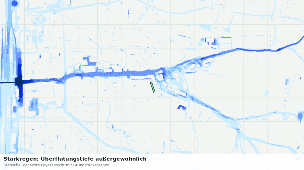 Statische Kartenansicht: Starkregen: Überflutungstiefe außergewöhnlich
