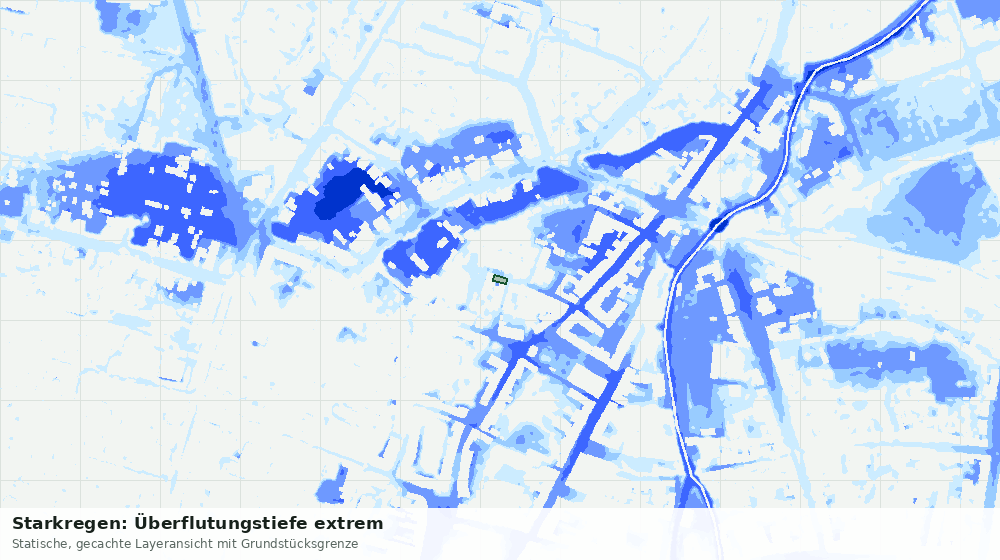 Statische Kartenansicht: Starkregen: Überflutungstiefe extrem