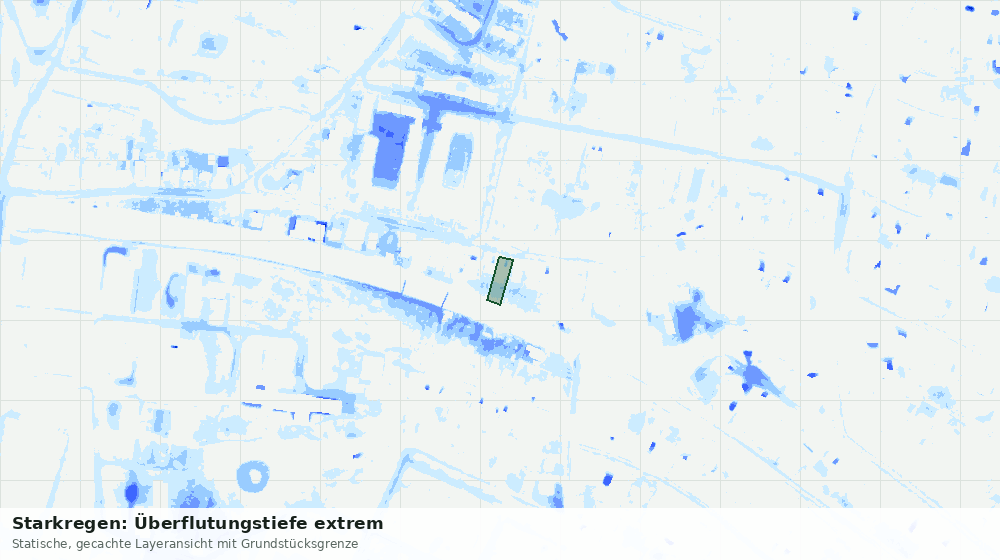 Statische Kartenansicht: Starkregen: Überflutungstiefe extrem