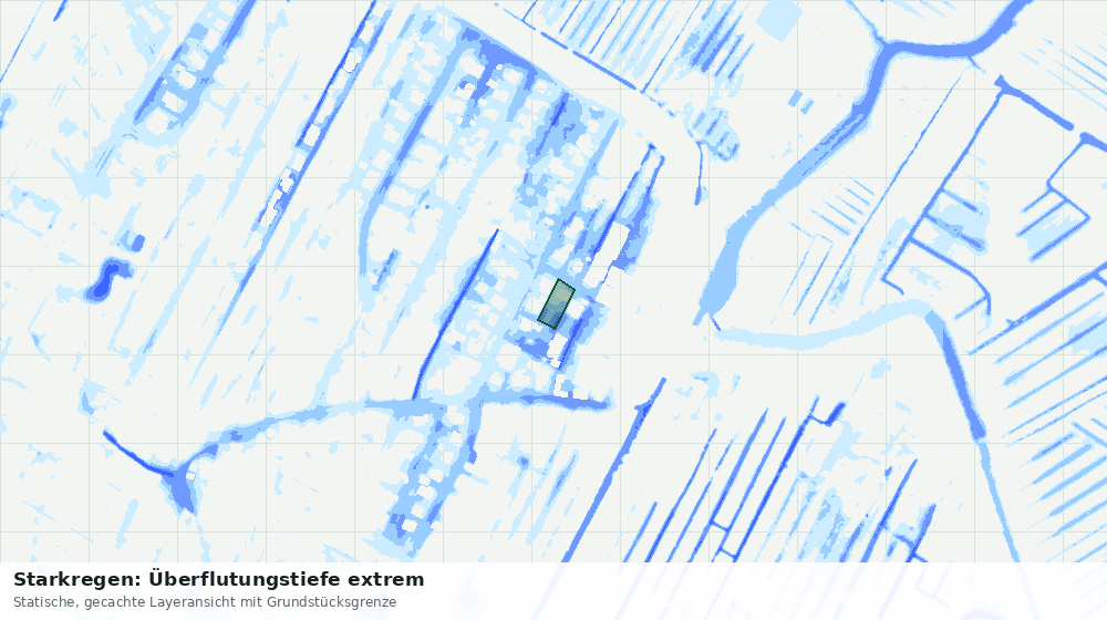 Statische Kartenansicht: Starkregen: Überflutungstiefe extrem