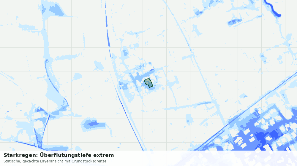 Statische Kartenansicht: Starkregen: Überflutungstiefe extrem