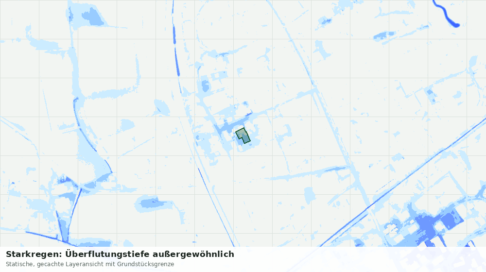 Statische Kartenansicht: Starkregen: Überflutungstiefe außergewöhnlich