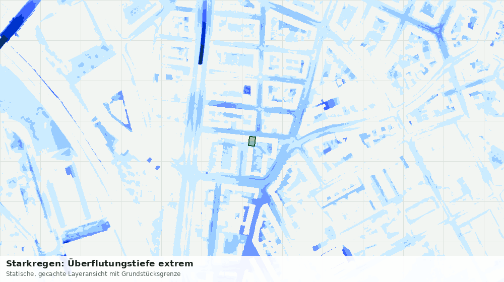 Statische Kartenansicht: Starkregen: Überflutungstiefe extrem