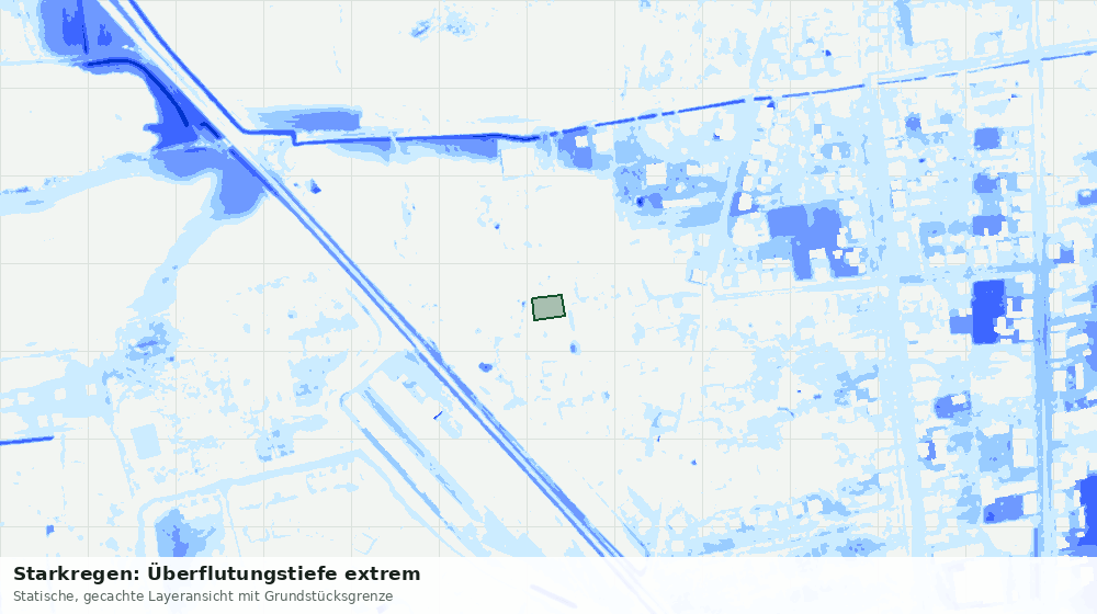 Statische Kartenansicht: Starkregen: Überflutungstiefe extrem