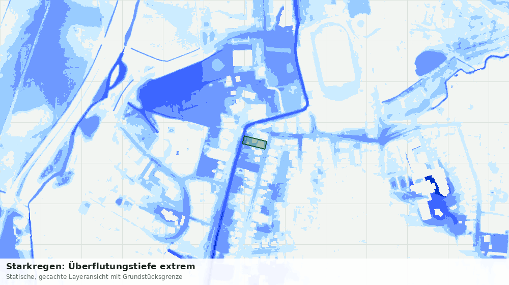 Statische Kartenansicht: Starkregen: Überflutungstiefe extrem