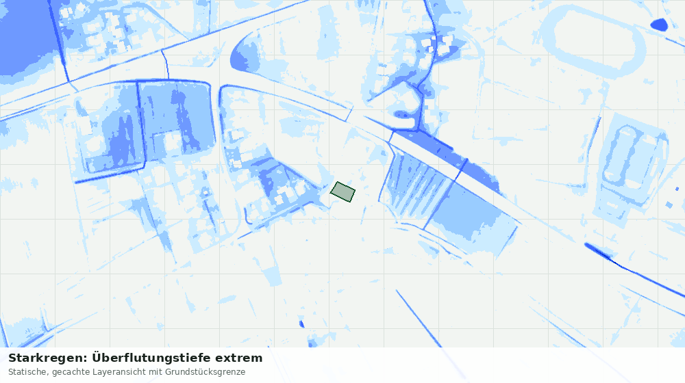 Statische Kartenansicht: Starkregen: Überflutungstiefe extrem