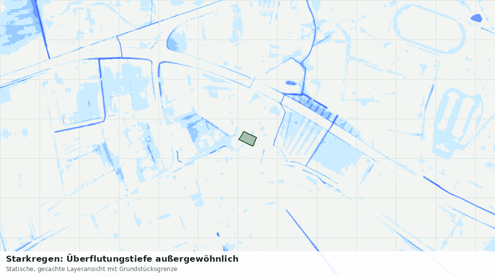 Statische Kartenansicht: Starkregen: Überflutungstiefe außergewöhnlich