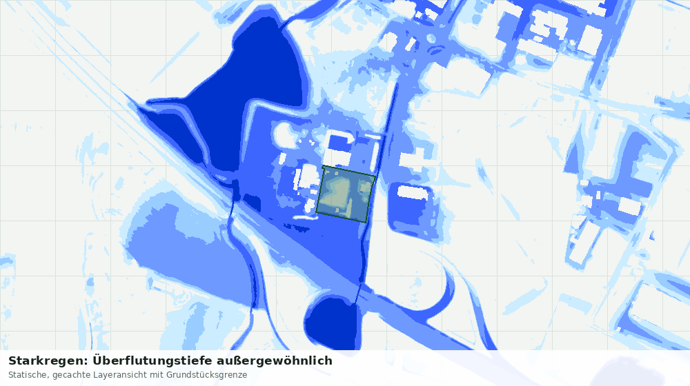 Statische Kartenansicht: Starkregen: Überflutungstiefe außergewöhnlich