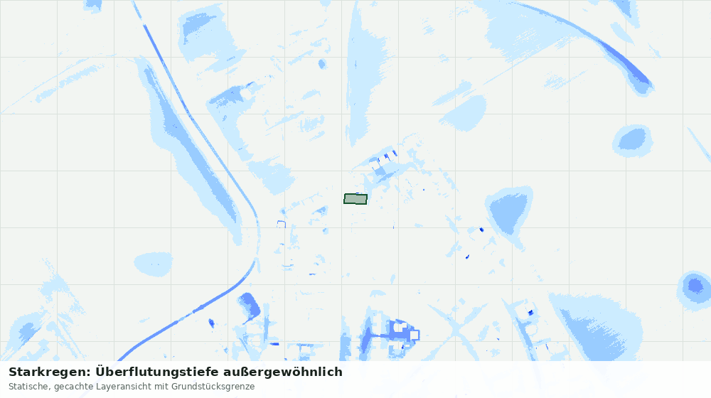 Statische Kartenansicht: Starkregen: Überflutungstiefe außergewöhnlich