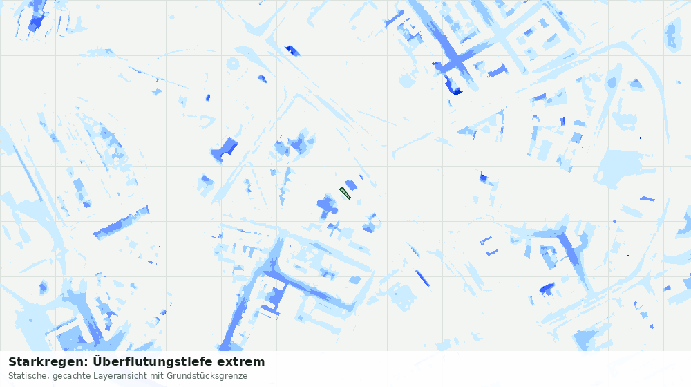 Statische Kartenansicht: Starkregen: Überflutungstiefe extrem