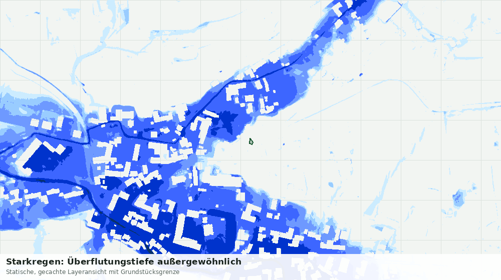 Statische Kartenansicht: Starkregen: Überflutungstiefe außergewöhnlich