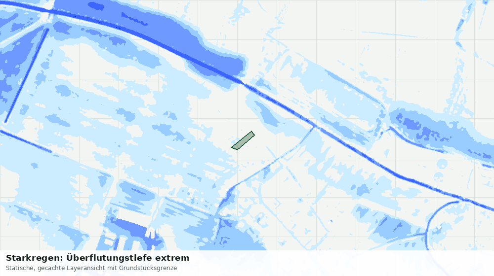 Statische Kartenansicht: Starkregen: Überflutungstiefe extrem