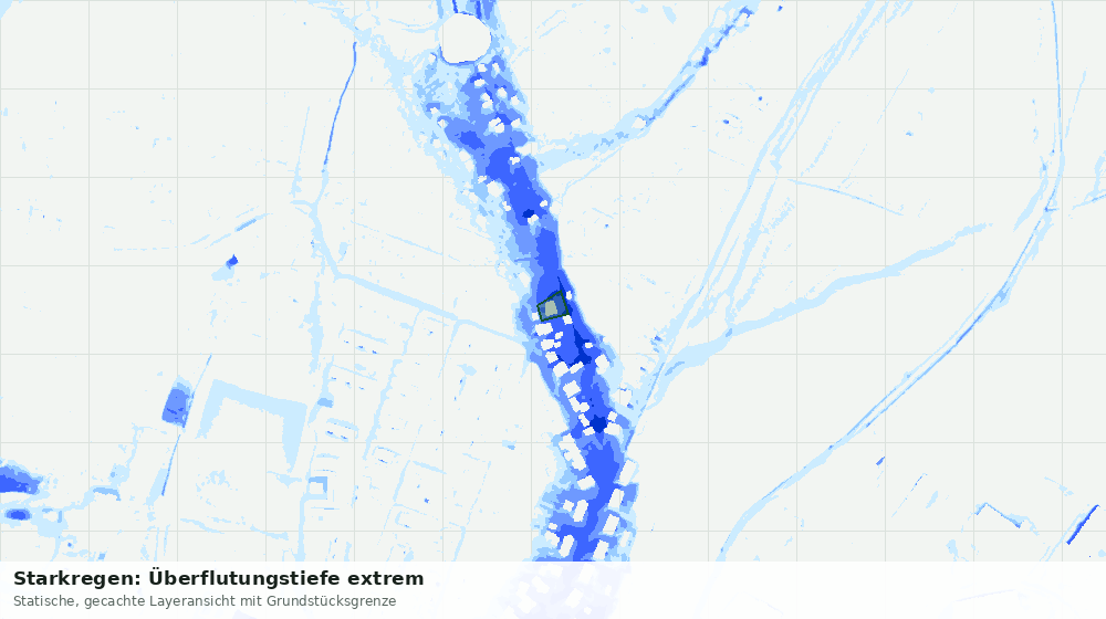 Statische Kartenansicht: Starkregen: Überflutungstiefe extrem