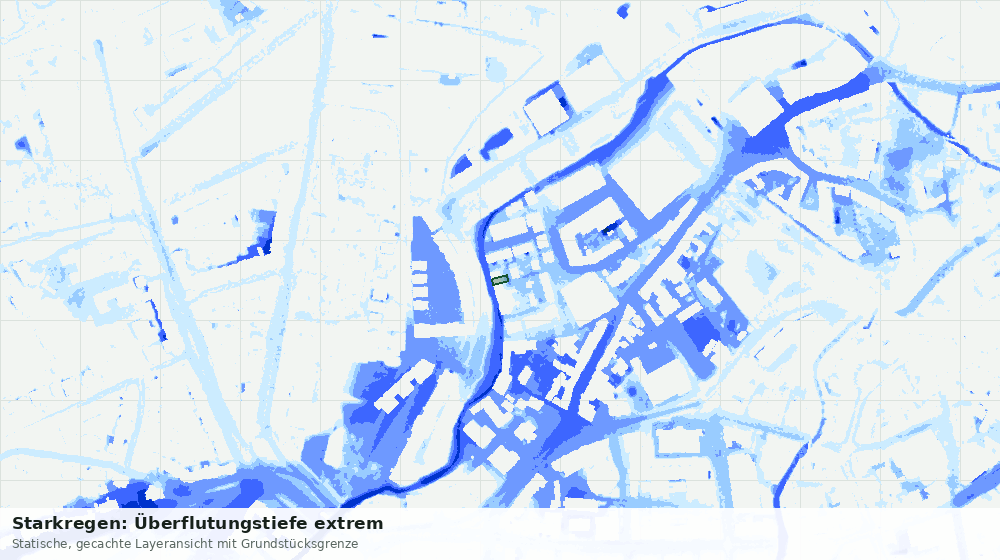Statische Kartenansicht: Starkregen: Überflutungstiefe extrem