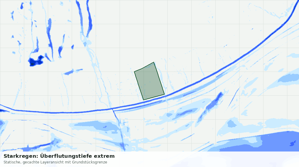 Statische Kartenansicht: Starkregen: Überflutungstiefe extrem