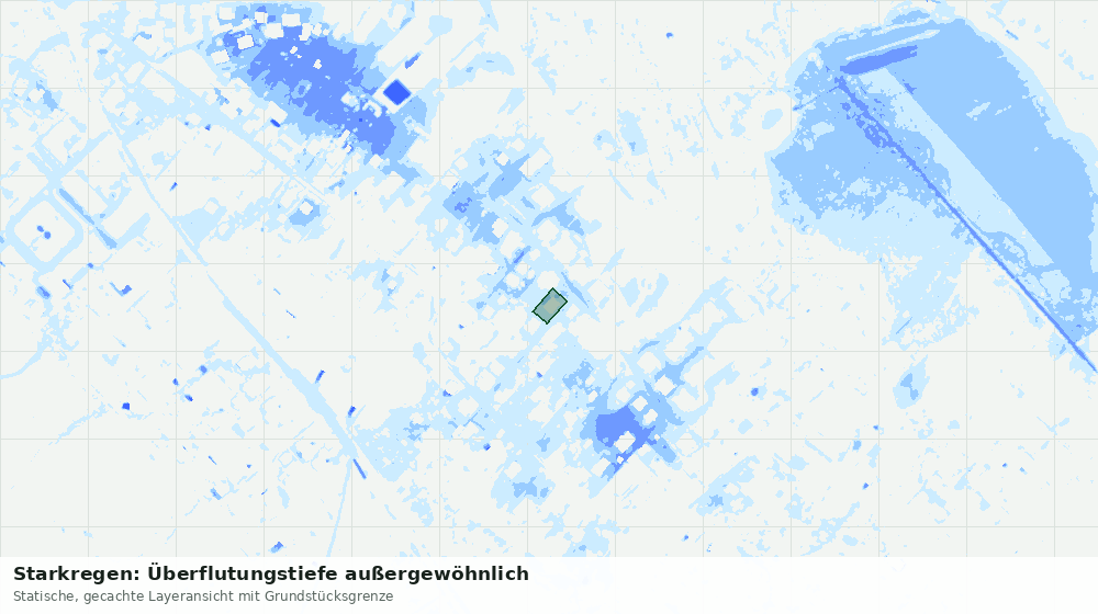 Statische Kartenansicht: Starkregen: Überflutungstiefe außergewöhnlich