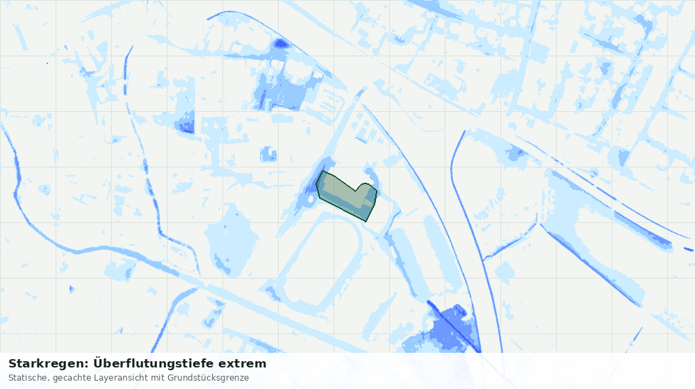 Statische Kartenansicht: Starkregen: Überflutungstiefe extrem