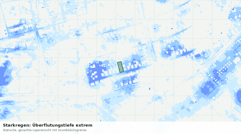 Statische Kartenansicht: Starkregen: Überflutungstiefe extrem
