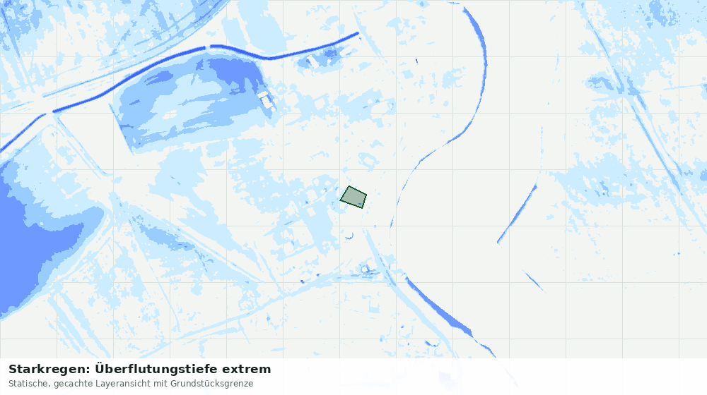 Statische Kartenansicht: Starkregen: Überflutungstiefe extrem