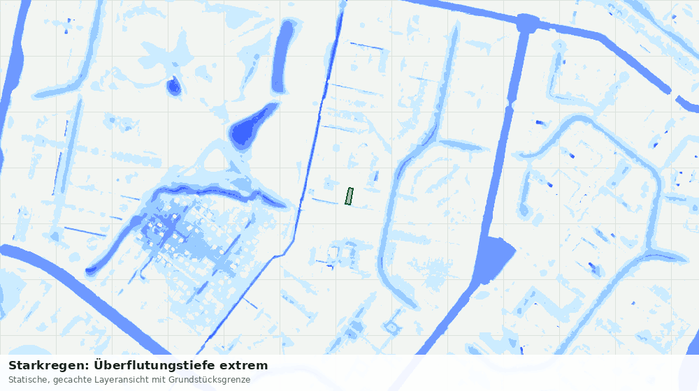 Statische Kartenansicht: Starkregen: Überflutungstiefe extrem