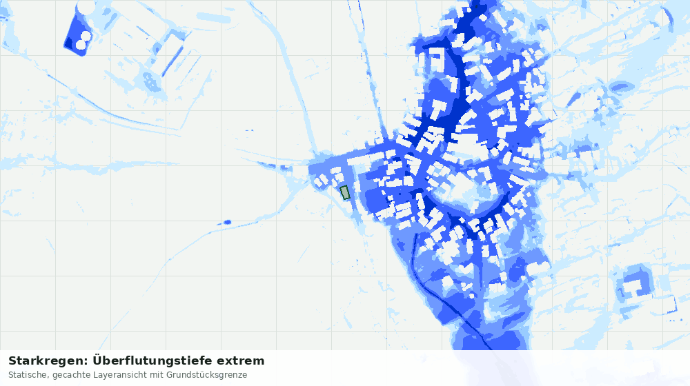 Statische Kartenansicht: Starkregen: Überflutungstiefe extrem