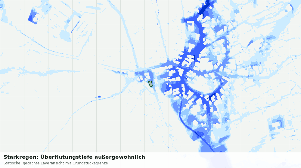 Statische Kartenansicht: Starkregen: Überflutungstiefe außergewöhnlich