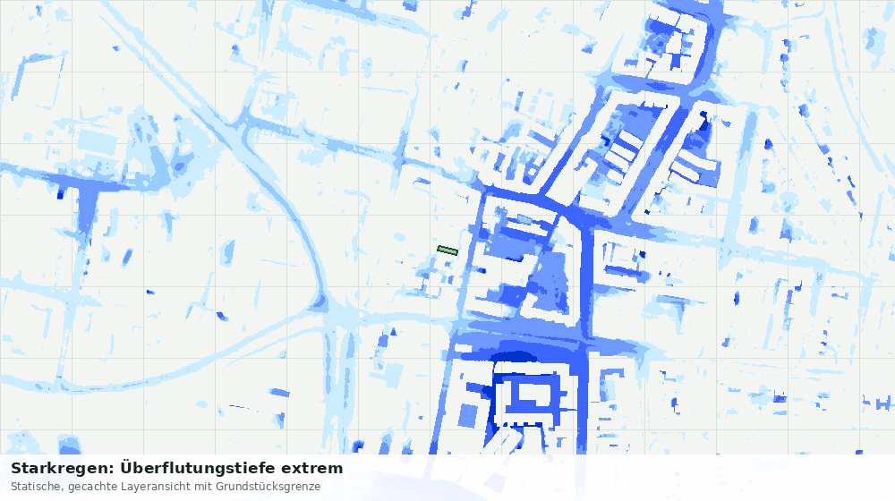 Statische Kartenansicht: Starkregen: Überflutungstiefe extrem