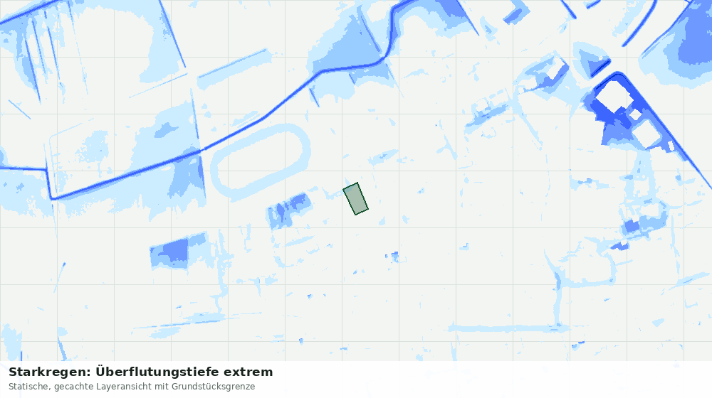 Statische Kartenansicht: Starkregen: Überflutungstiefe extrem