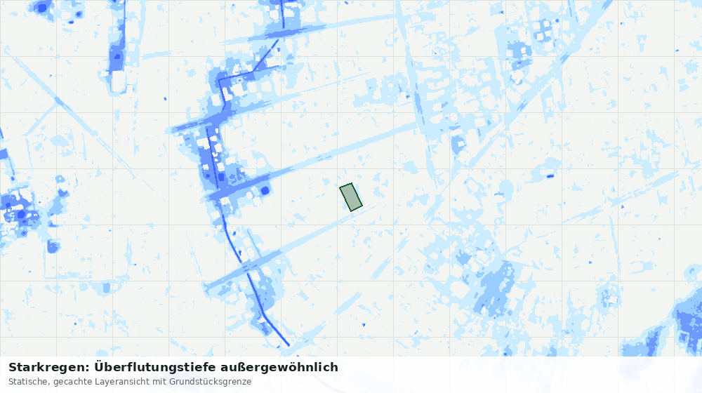 Statische Kartenansicht: Starkregen: Überflutungstiefe außergewöhnlich