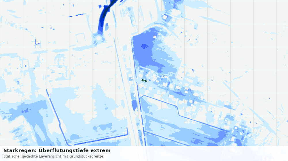 Statische Kartenansicht: Starkregen: Überflutungstiefe extrem