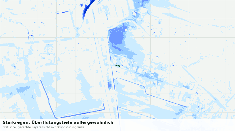 Statische Kartenansicht: Starkregen: Überflutungstiefe außergewöhnlich