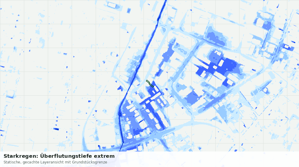 Statische Kartenansicht: Starkregen: Überflutungstiefe extrem
