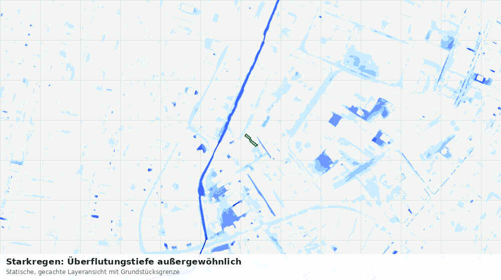 Statische Kartenansicht: Starkregen: Überflutungstiefe außergewöhnlich