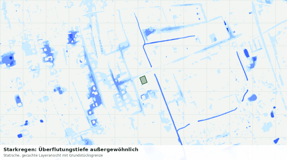 Statische Kartenansicht: Starkregen: Überflutungstiefe außergewöhnlich