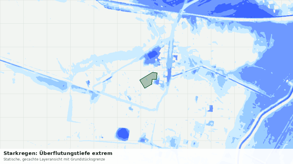 Statische Kartenansicht: Starkregen: Überflutungstiefe extrem