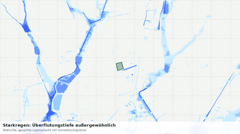 Statische Kartenansicht: Starkregen: Überflutungstiefe außergewöhnlich