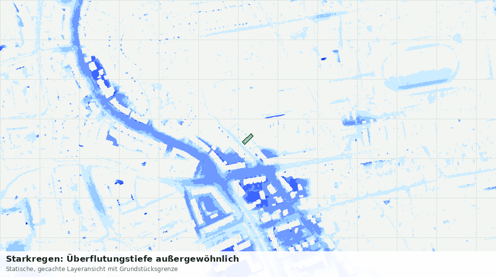 Statische Kartenansicht: Starkregen: Überflutungstiefe außergewöhnlich
