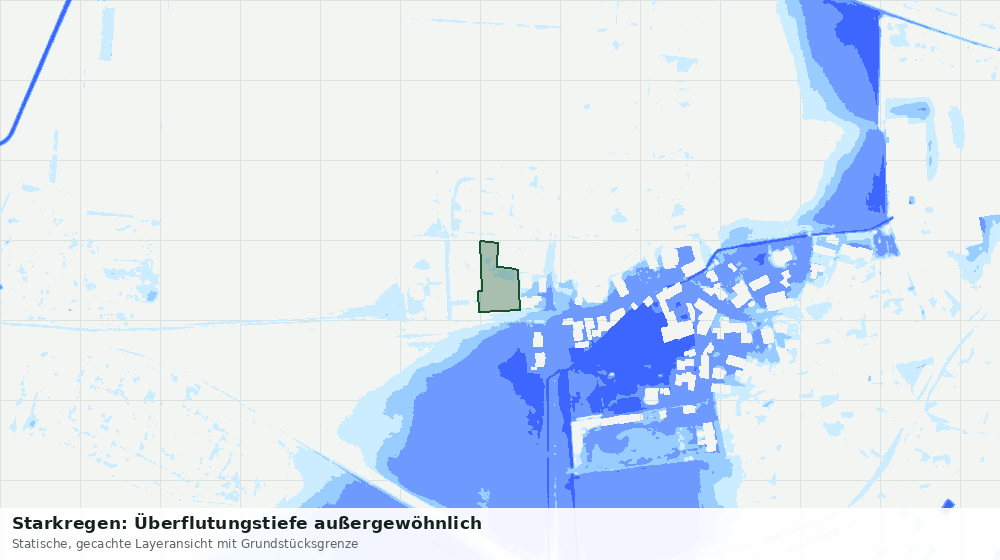 Statische Kartenansicht: Starkregen: Überflutungstiefe außergewöhnlich