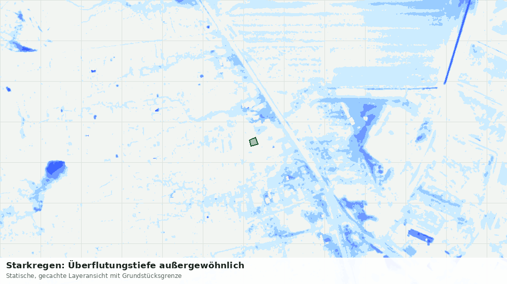 Statische Kartenansicht: Starkregen: Überflutungstiefe außergewöhnlich