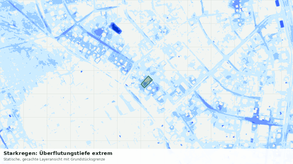 Statische Kartenansicht: Starkregen: Überflutungstiefe extrem