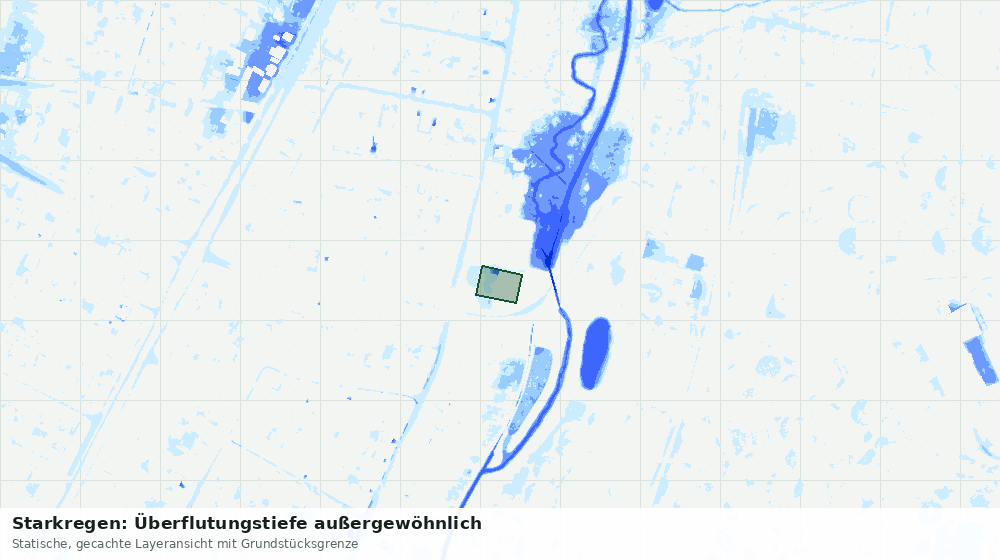 Statische Kartenansicht: Starkregen: Überflutungstiefe außergewöhnlich