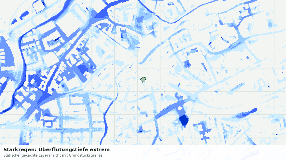 Statische Kartenansicht: Starkregen: Überflutungstiefe extrem