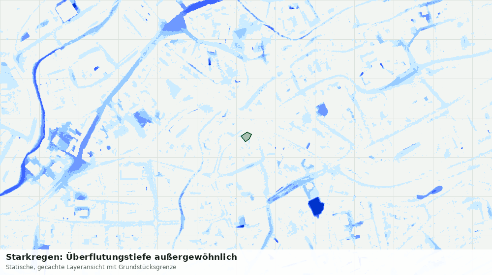 Statische Kartenansicht: Starkregen: Überflutungstiefe außergewöhnlich