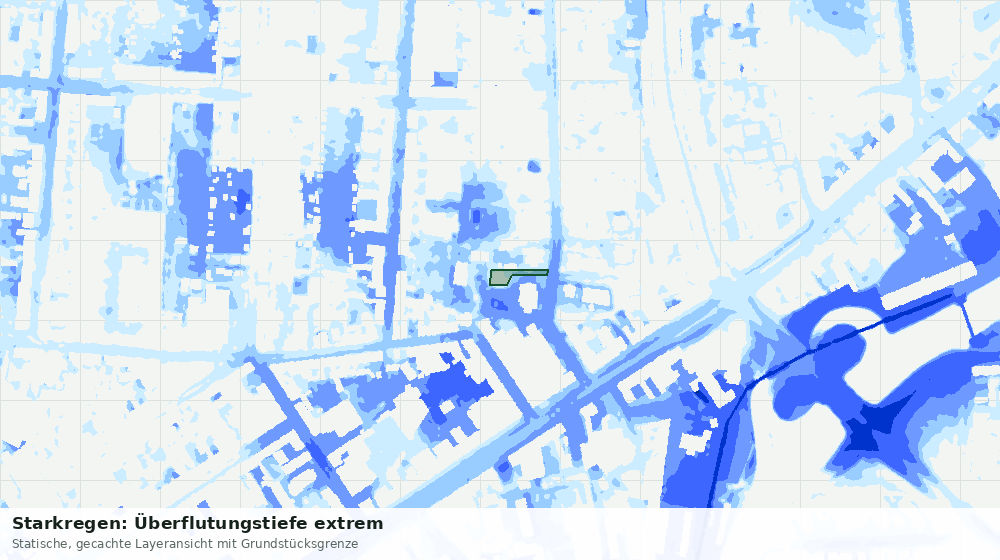 Statische Kartenansicht: Starkregen: Überflutungstiefe extrem