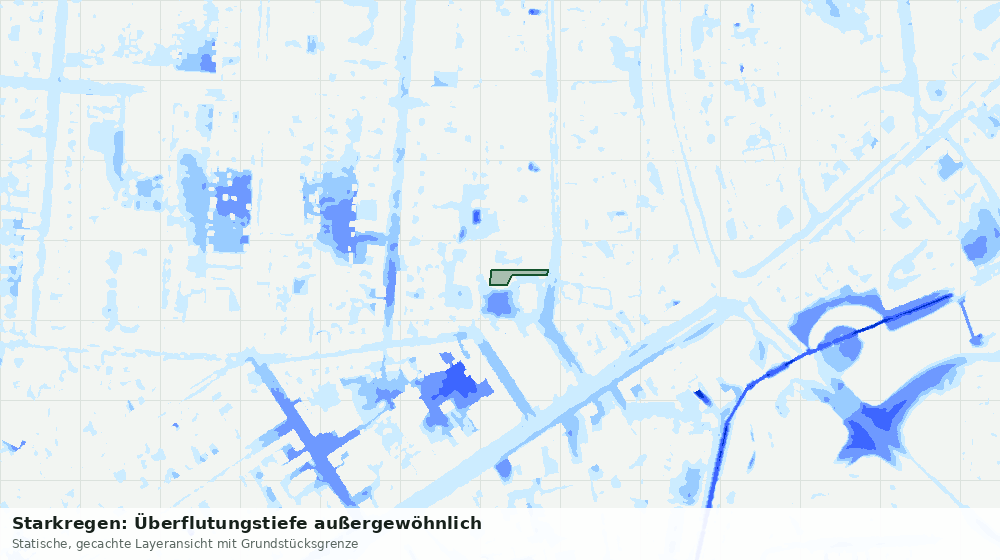 Statische Kartenansicht: Starkregen: Überflutungstiefe außergewöhnlich