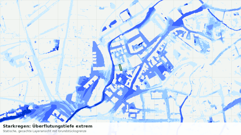 Statische Kartenansicht: Starkregen: Überflutungstiefe extrem