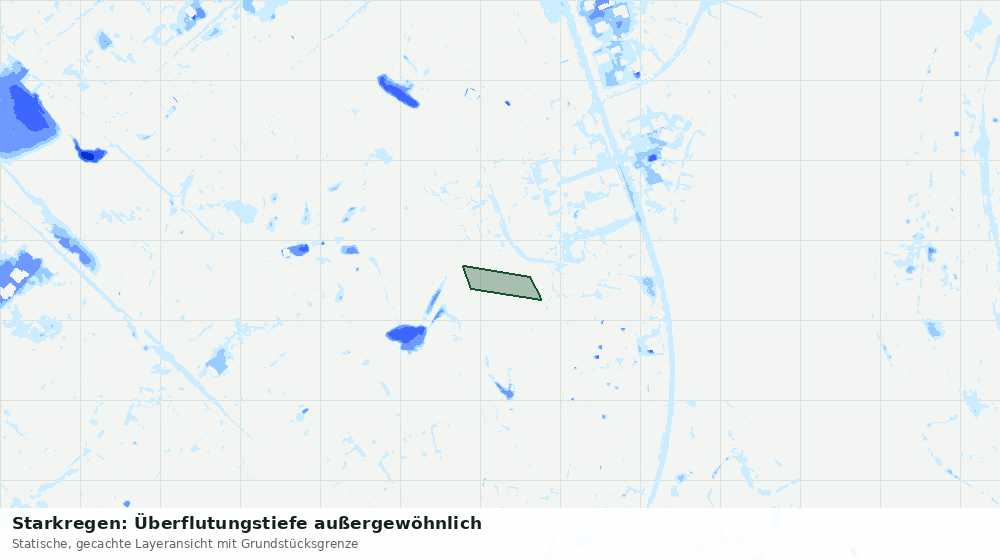 Statische Kartenansicht: Starkregen: Überflutungstiefe außergewöhnlich