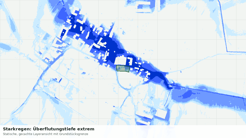 Statische Kartenansicht: Starkregen: Überflutungstiefe extrem
